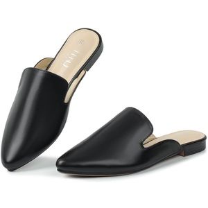 Vegan Leather Pointed Toe Mules